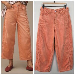 Pilcro The Kenna Mid Rise Heritage Barrel Jeans Corduroy Pants Orange Size 27